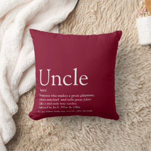 World's Best Uncle Funcle Definition Burgundy Throw Pillow