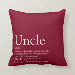 World&#39;s Best Uncle Funcle Definition Burgundy Throw Pillow