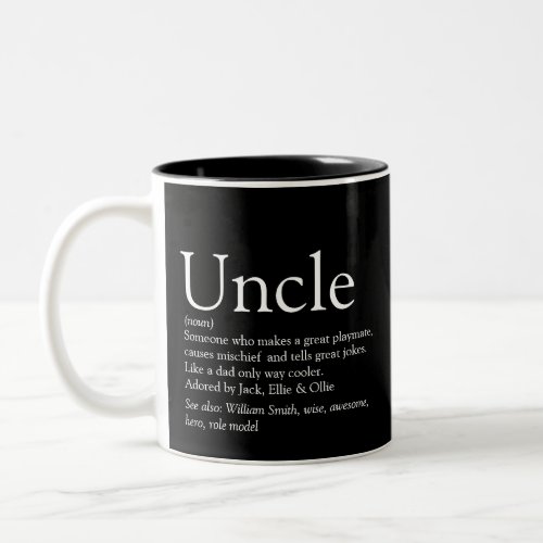 Worlds Best Uncle Funcle Modern Definition Black Two_Tone Coffee Mug