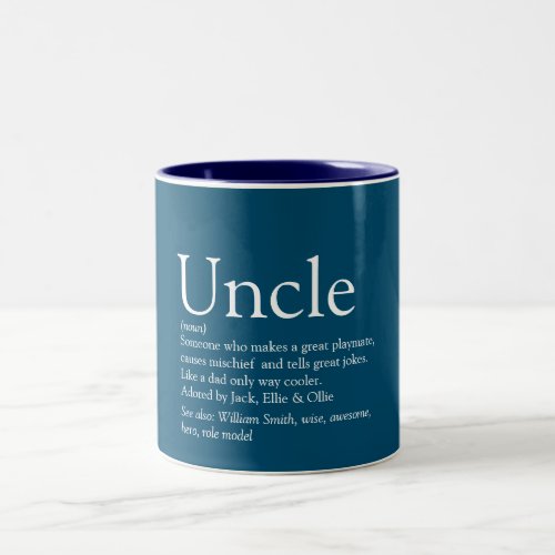 Worlds Best Uncle Funcle Modern Definition Blue Two_Tone Coffee Mug