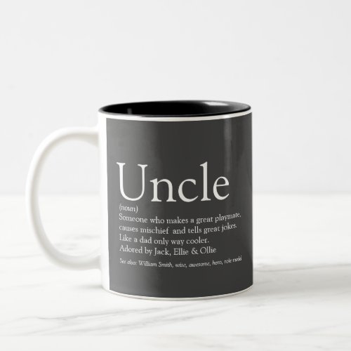 Worlds Best Uncle Funcle Modern Definition Gray Two_Tone Coffee Mug