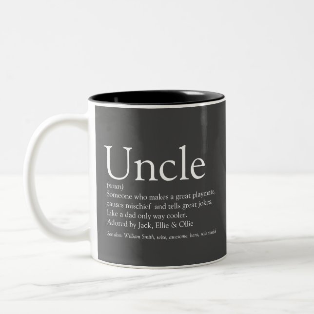 World's Best Uncle Funcle Modern Definition Gray Two-Tone Coffee Mug (Left)