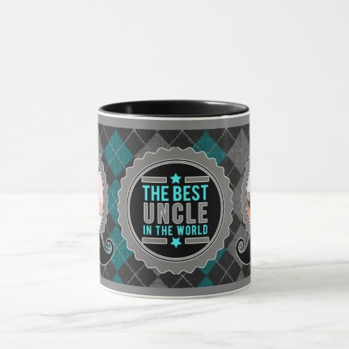 Worlds Best Uncle in Teal Green Argyle 2_Photo Mug