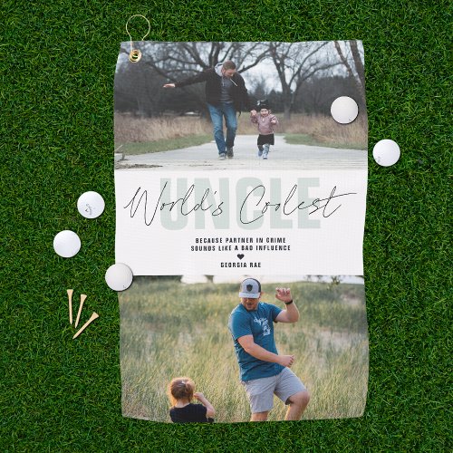Worlds Best Uncle  Modern Photo Collage Golf Towel
