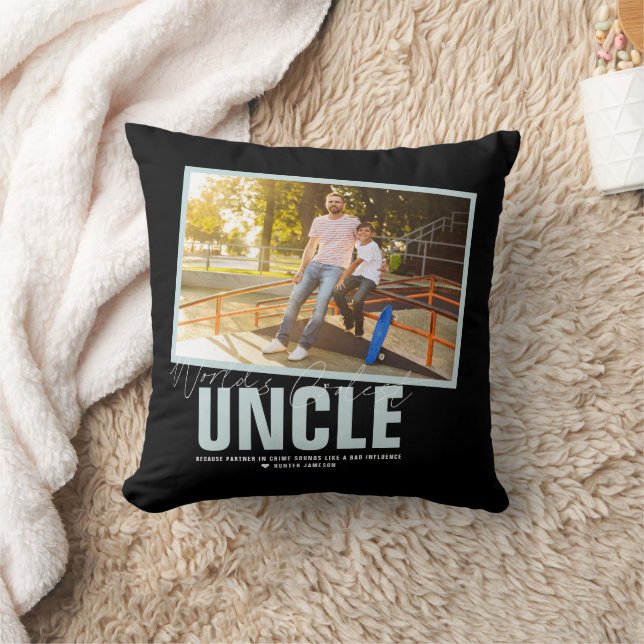 World's Best Uncle | Modern Photo Collage Throw Pillow (Blanket)