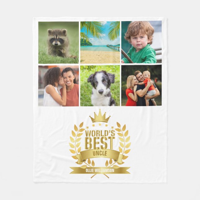 World's Best Uncle Photo Collage Fleece Blanket (Front)