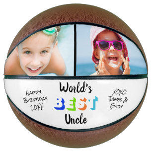 World's Best Uncle Photo Personalized Colors Basketball