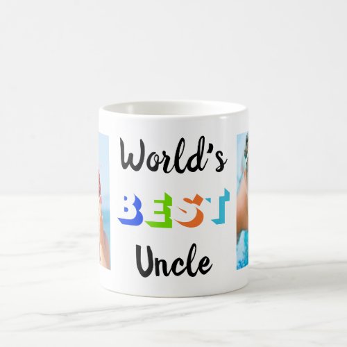Worlds Best Uncle Two Photos Personalized Colors Coffee Mug