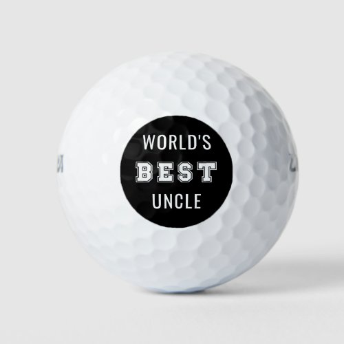 Worlds Best Uncle White Sports Lettering Golf Balls
