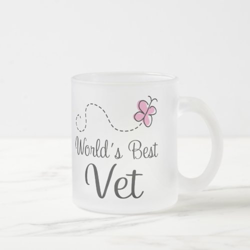 Worlds Best Vet Veterinarian Frosted Glass Coffee Mug