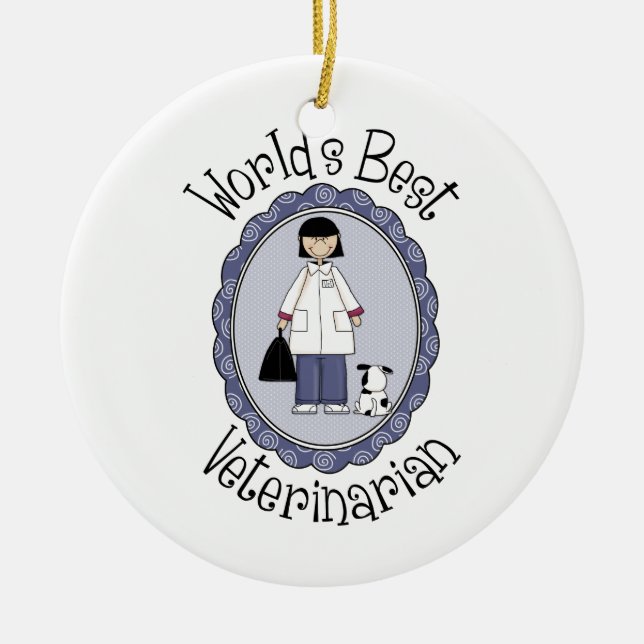 World's Best Veterinarian - Female Ceramic Ornament (Front)