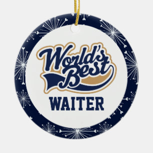 Worlds Best Waiter Gift Ceramic Ornament