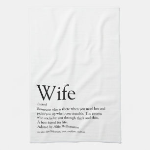 World's Best Wife Definition Black and White Fun Kitchen Towel