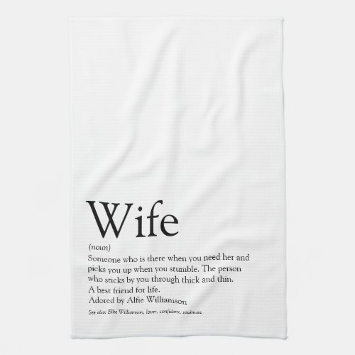 Worlds Best Wife Definition Black and White Fun Kitchen Towel