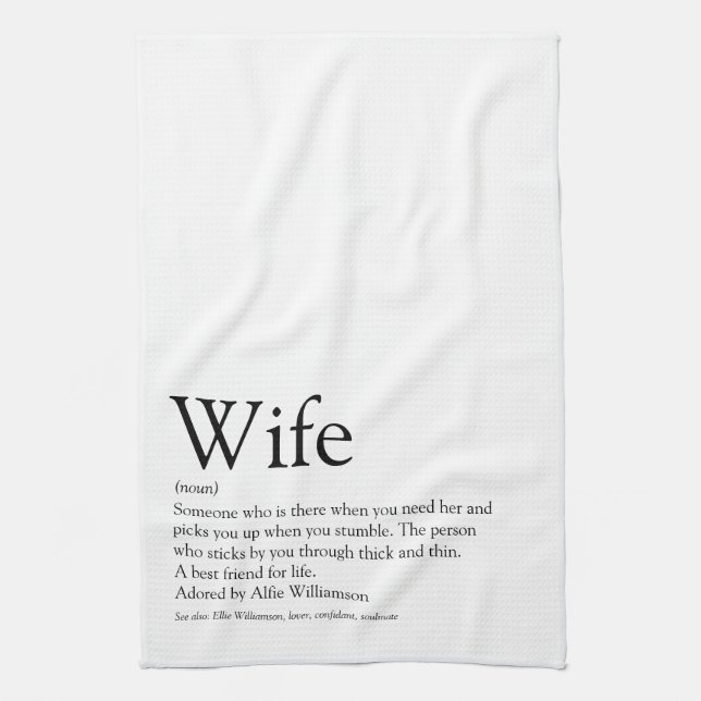 World's Best Wife Definition Black and White Fun Kitchen Towel (Vertical)
