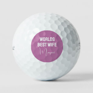 Worlds best wife elegant script golf balls