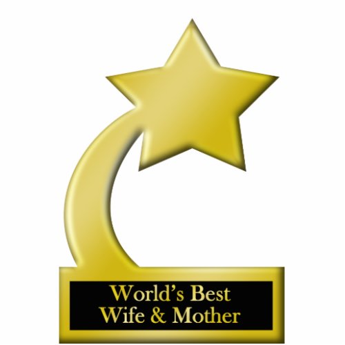 Worlds Best Wife  Mother Gold Star Award Trophy Statuette