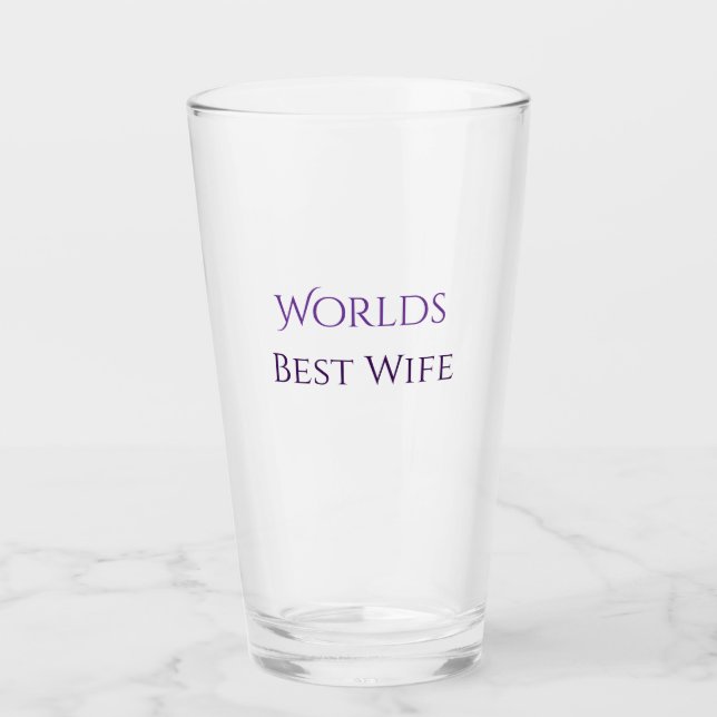 Worlds best wife Personalized Glass Cup (Front)