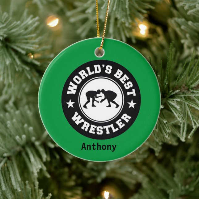 World's Best Wrestler Wrestling Christmas Ceramic Ornament (Tree)