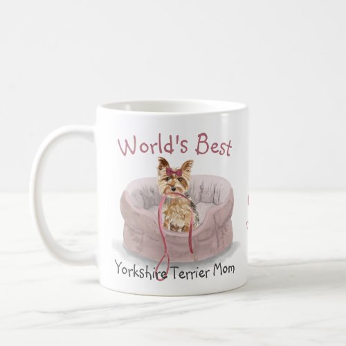 Worlds Best Yorkshire Terrier Mom Watercolor Name Coffee Mug