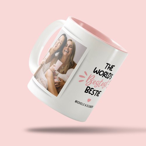 Worlds Bestest Bestie Photo Two_Tone Coffee Mug