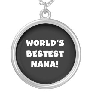 World's Bestest Nana Black and White Tshirts Silver Plated Necklace
