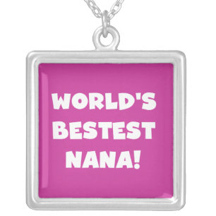 World's Bestest Nana Black and White Tshirts Silver Plated Necklace