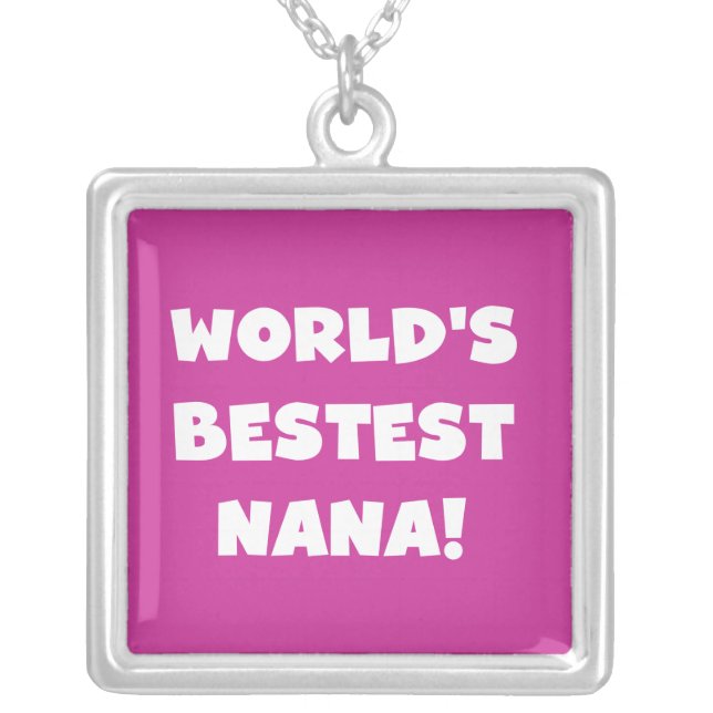 World's Bestest Nana Black and White Tshirts Silver Plated Necklace (Front)