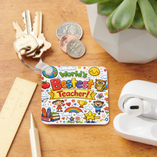 World's Bestest Teacher Cute Teacher Appreciation Keychain