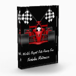 World's Biggest Auto Racing Fan Acrylic Award<br><div class="desc">Give this award to someone who love auto racing. Customize his or her name in the box labeled NAME. 
 
 original artwork ©delightful-doodles.com</div>
