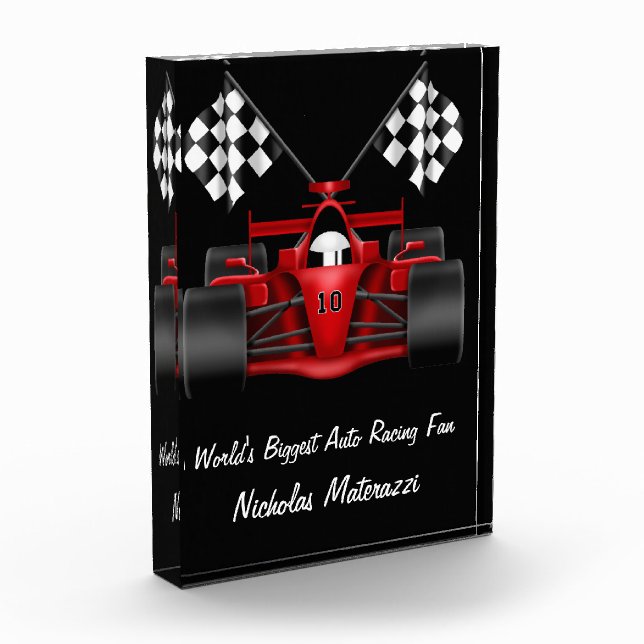 World's Biggest Auto Racing Fan Acrylic Award (Left)