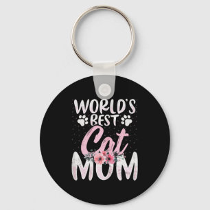 World's cat mom - cat lover mom funny mother's day keychain