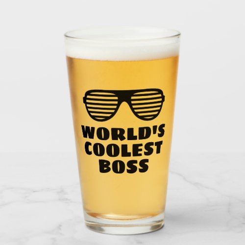 Worlds Coolest Boss funny beer glass gift