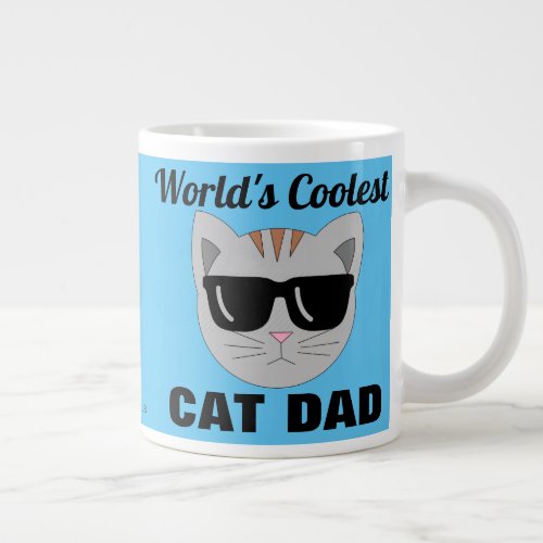 Worlds Coolest CAT DAD Sunglasses Cat Giant Coffee Mug