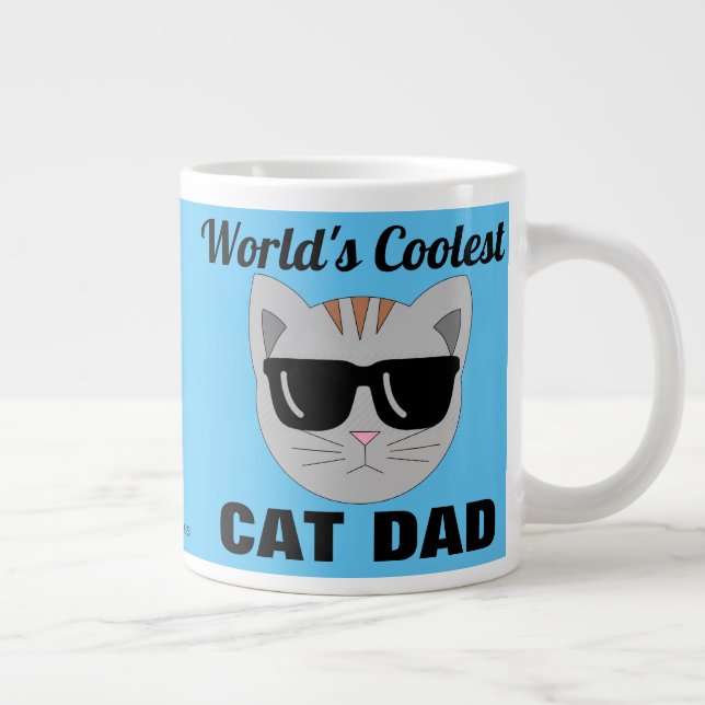 World's Coolest CAT DAD Sunglasses Cat Giant Coffee Mug (Right)
