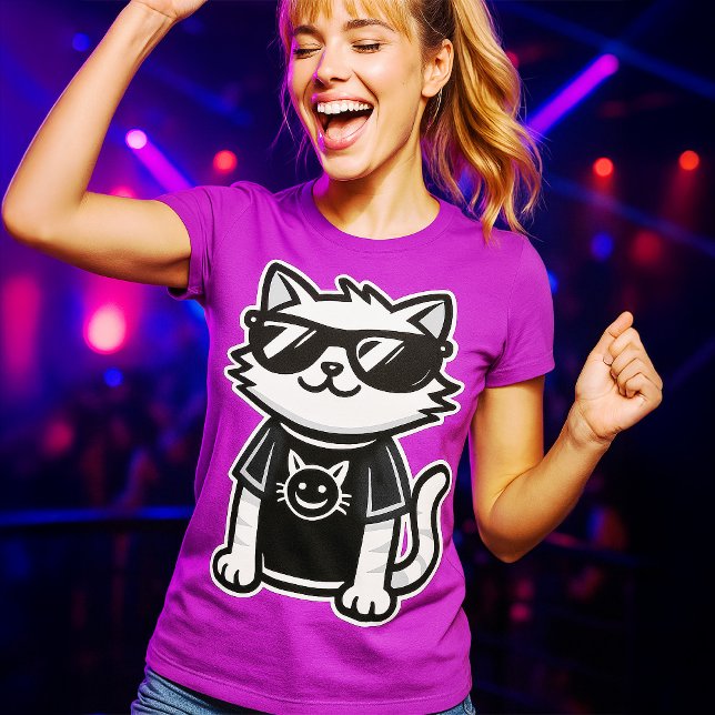 Worlds Coolest Cat with Sunglasses Purple T-Shirt (Creator Uploaded)