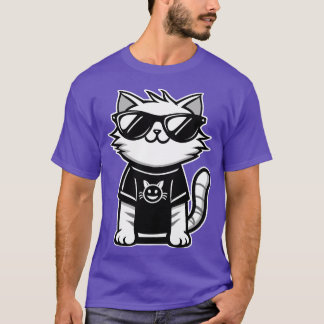 Worlds Coolest Cat with Sunglasses Purple T-Shirt
