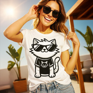 Worlds Coolest Cat with Sunglasses White T-Shirt