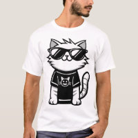 Worlds Coolest Cat with Sunglasses White T-Shirt