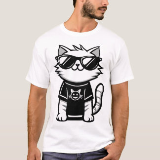 Worlds Coolest Cat with Sunglasses White T-Shirt