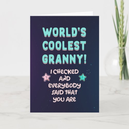 Worlds coolest granny funny grandmother birthday card