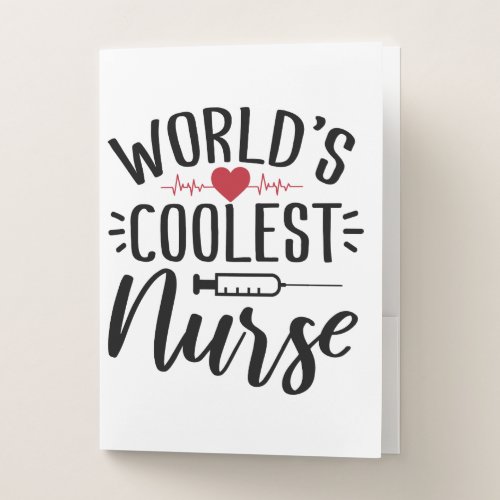 Worlds coolest nurse typography humor pocket folder
