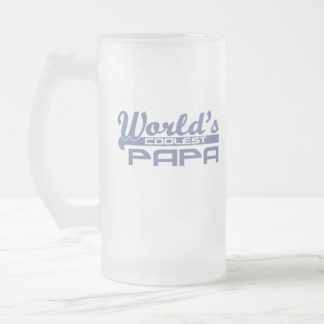World's Coolest Papa Frosted Glass Beer Mug (Left)