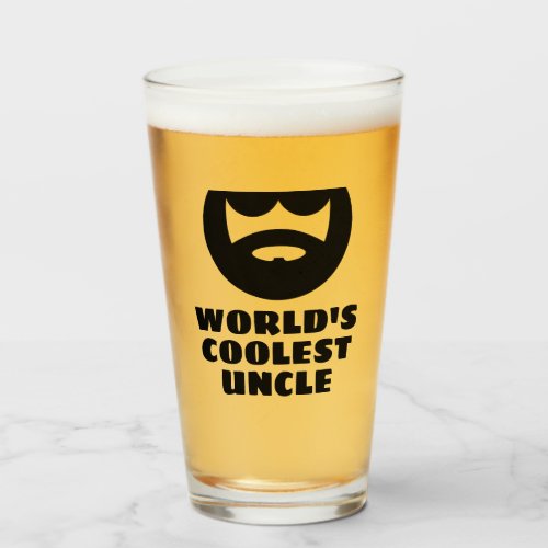 Worlds Coolest Uncle funny beer glass gift