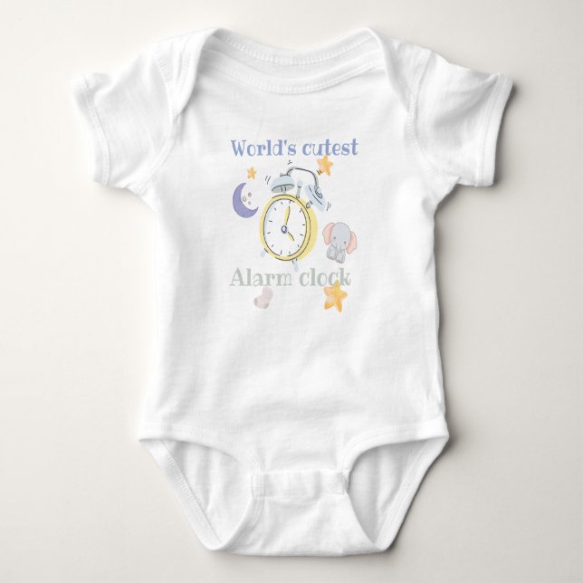 World's cutest alarm clock  - baby name on back  bodysuit (Front)