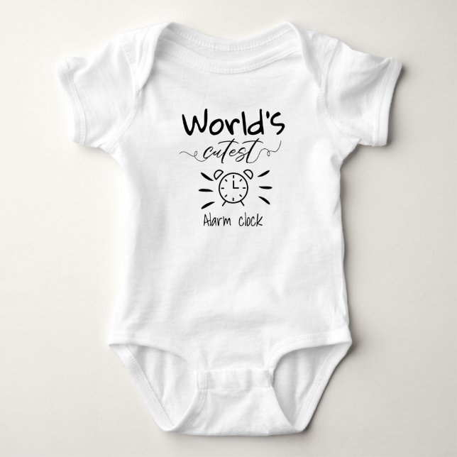 World's Cutest Alarm Clock, funny baby shower  Baby Bodysuit (Front)