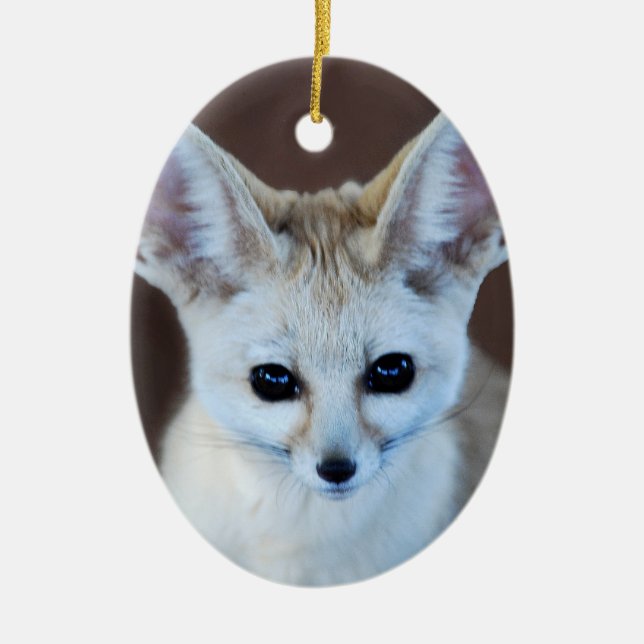 Worlds Cutest Fennec Fox Ceramic Ornament (Front)