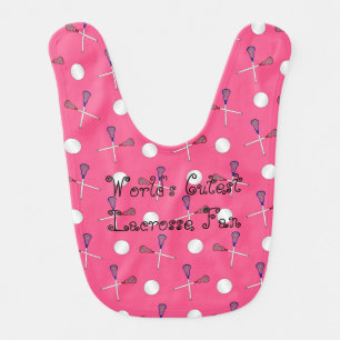 World's cutest lacrosse fan pink lacrosse pattern bib