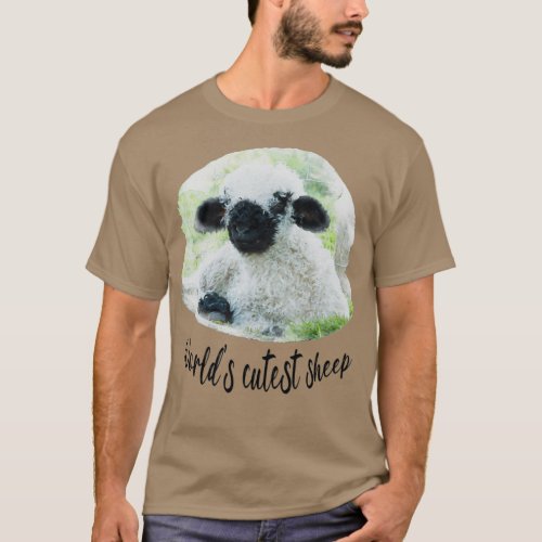 Worlds Cutest Sheep Watercolour Photograph Valais  T_Shirt