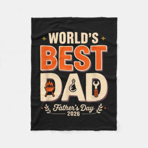 Worlds dad grill master funny bbq humor fathers fleece blanket